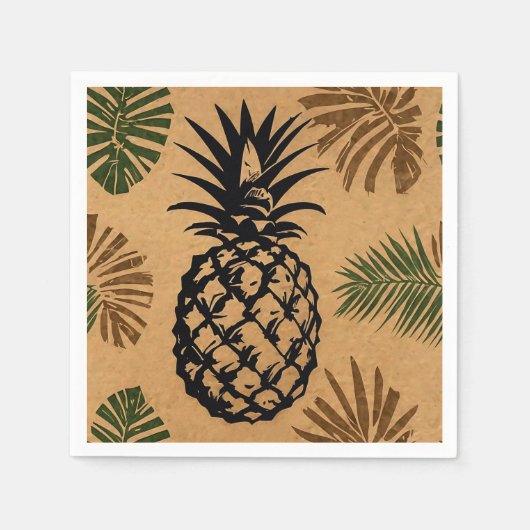 Ananas mit tropischen Blätter Serviette (Vorderseite)