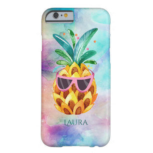 Ananas mit Wasserfarben und Lila Sonnenbrille Barely There iPhone 6 Hülle