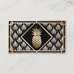 Ananas Moderne schwarze und goldene Event-Gastrono Visitenkarte