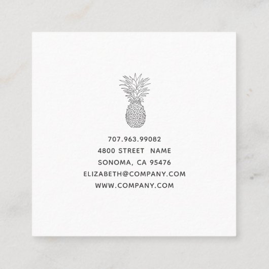 Ananas Moderner Innenarchitekt Quadratische Visitenkarte (Rückseite)
