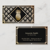 Ananas-modernes Schwarzes u. Goldereignis-Catering Visitenkarte (Vorne/Hinten)