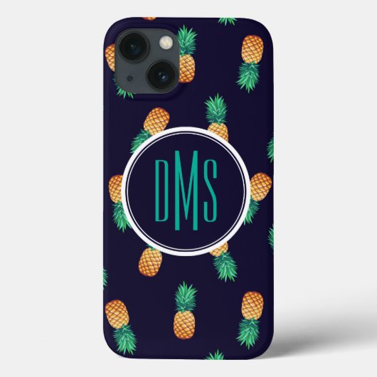 Ananas | Monogramm Case-Mate iPhone Hülle (Rückseite)