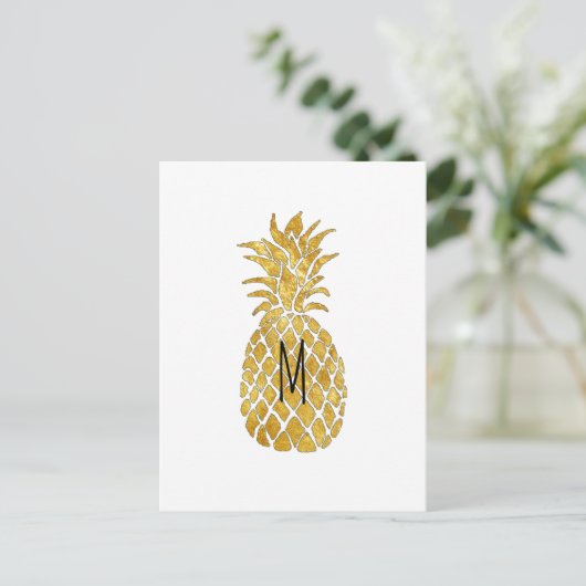 Ananas-Monogramm Postkarte (Stehend Vorderseite)