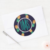 Ananas | Monogramm Runder Aufkleber (Umschlag)