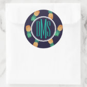 Ananas | Monogramm Runder Aufkleber (Tasche)