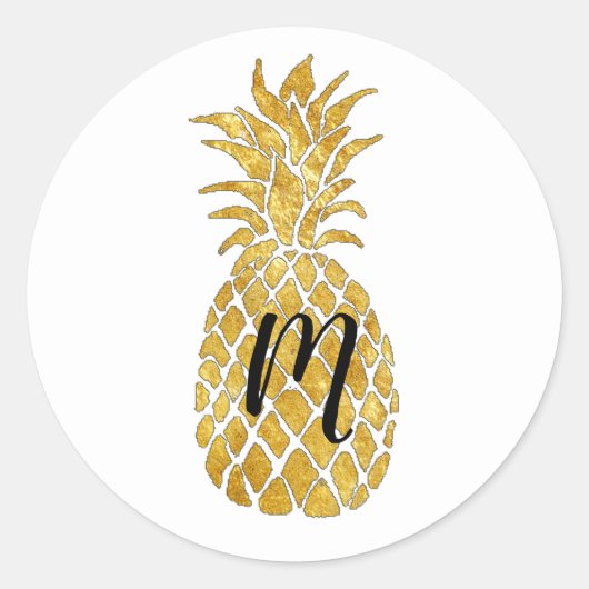 Ananas-Monogramm Runder Aufkleber (Vorderseite)