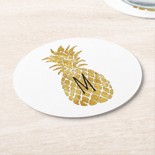 Ananas-Monogramm Runder Pappuntersetzer (Angewinkelt)