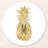 Ananas-Monogramm Runder Pappuntersetzer (Vorderseite)