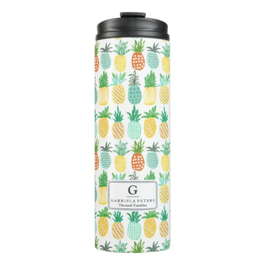 Ananas Monogramm | Thermal Tumbler Thermosbecher (Vorderseite)