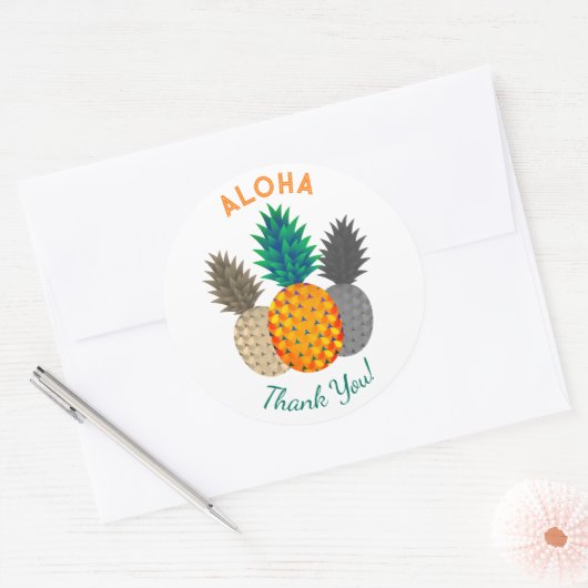 Ananas Motif Aloha Round Stickers (Umschlag)