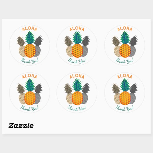 Ananas Motif Aloha Round Stickers (Blatt)