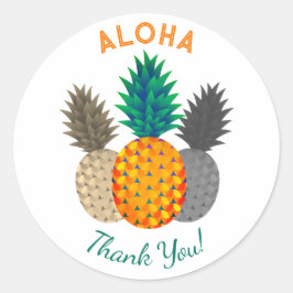 Ananas Motif Aloha Round Stickers