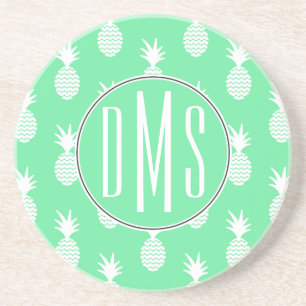 Ananas-Münzmuster  Monogramm Getränkeuntersetzer