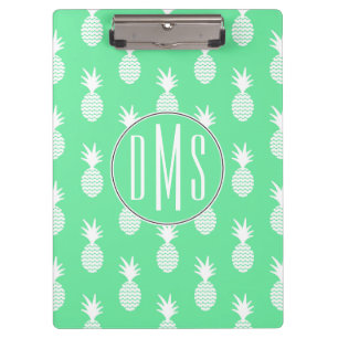 Ananas-Münzmuster Monogramm Klemmbrett