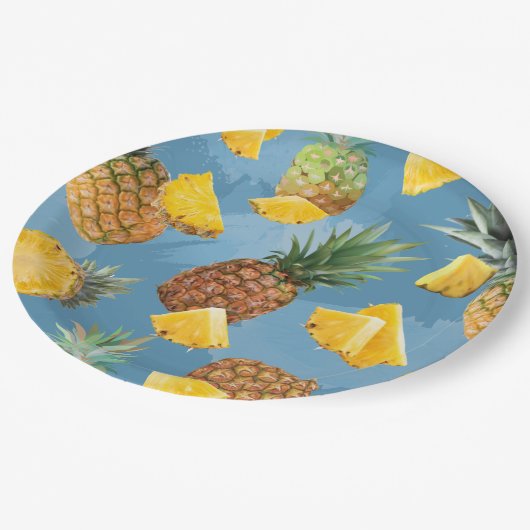 Ananas Muster 2 Pappteller (Schrägansicht)