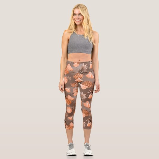 Ananas Muster 4 Capri Leggings (Vorderseite)