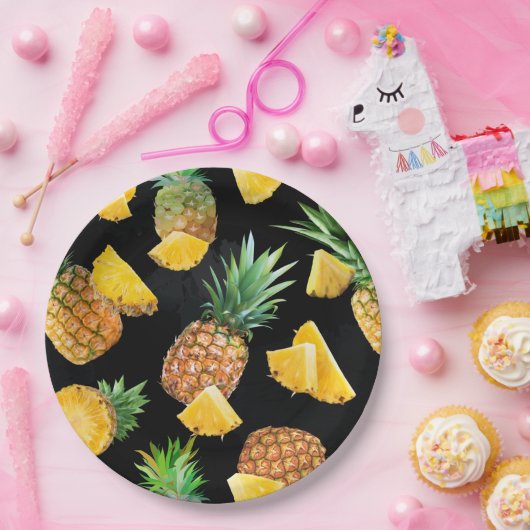 Ananas-Muster 8 Pappteller (Party)