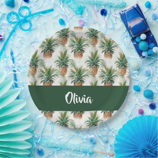 Ananas-Muster auf weiß Pappteller (Party)