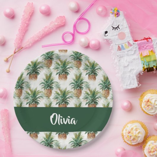 Ananas-Muster auf weiß Pappteller (Party)
