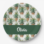 Ananas-Muster auf weiß Pappteller (Vorderseite)
