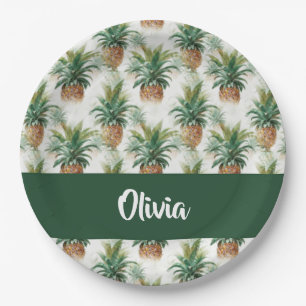 Ananas-Muster auf weiß Pappteller