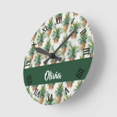Ananas-Muster auf weiß Runde Wanduhr (Winkel)
