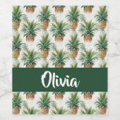 Ananas-Muster auf weiß Weinetikett (Einzelnes Label)