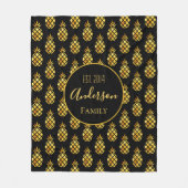 Ananas-Muster aus schwarzem Gold Fleecedecke (Vorderseite)