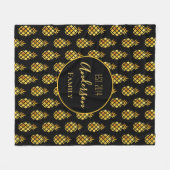 Ananas-Muster aus schwarzem Gold Fleecedecke (Vorderseite (Horizontal))