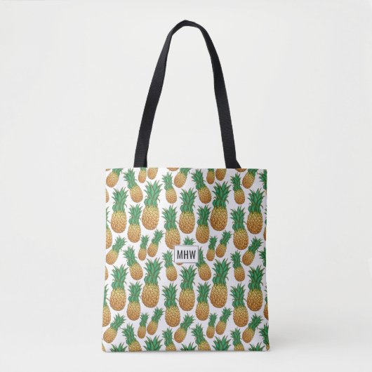 Ananas Muster für kundenspezifische Monogramm-Säck Tasche (Vorderseite)