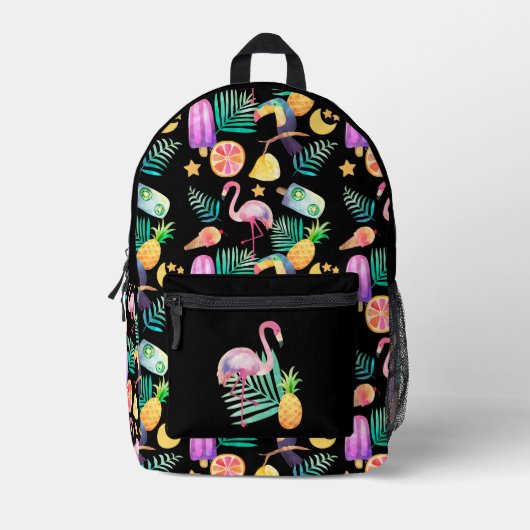 Ananas-Muster für tropische Vögel Bedruckter Rucksack (Vorderseite)