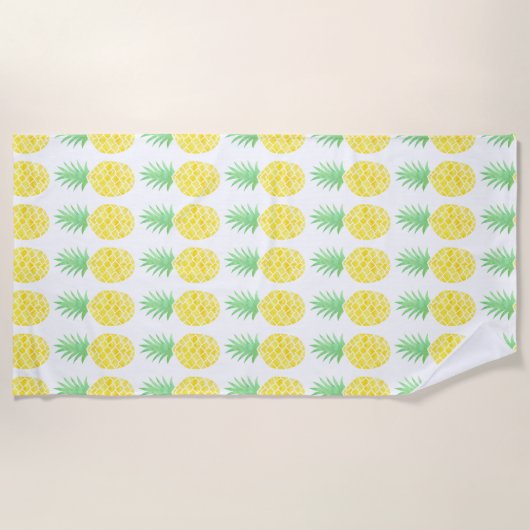 Ananas-Muster Gelb und Grün Strandtuch (Vorderseite)