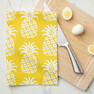 Ananas Muster Gelb & Weiß Geschirrtuch