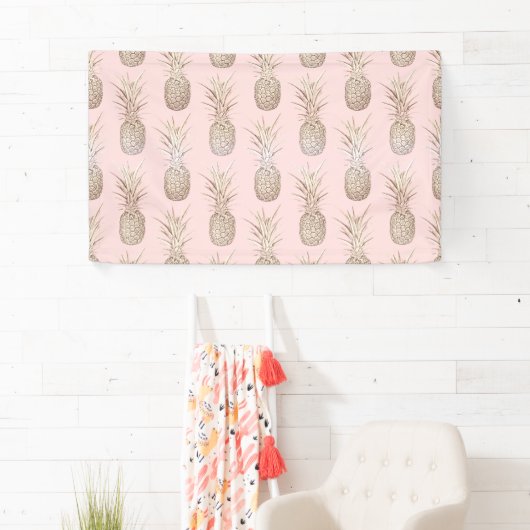 Ananas-Muster, goldgelb und rot Banner (Insitu)