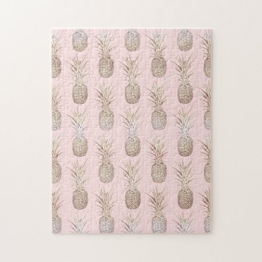 Ananas-Muster, goldgelb und rot Puzzle (Vertikal)