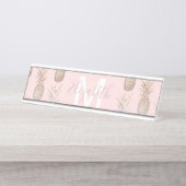 Ananas-Muster, goldgelb und rot Schreibtischnamensplakette (Vorderseite )