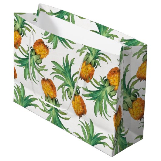 Ananas-Muster Große Geschenktüte (Vorderseite Schrägansicht)