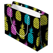 Ananas-Muster Große Geschenktüte (Rückseite Schrägansicht)