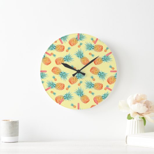 Ananas-Muster Große Wanduhr (Zuhause)