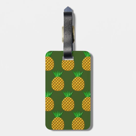 Ananas-Muster im grünen Hintergrund Gepäckanhänger (Rückseite vertikal)
