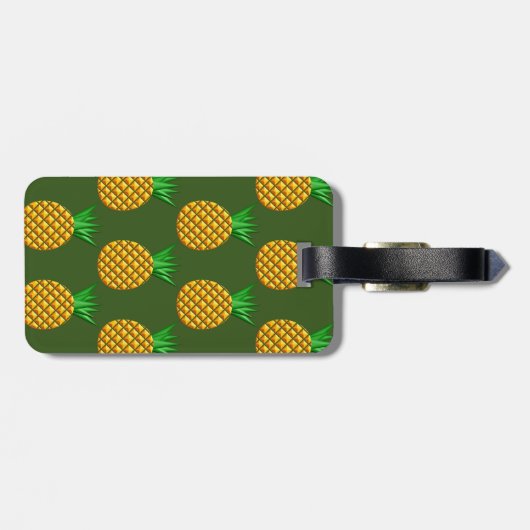 Ananas-Muster im grünen Hintergrund Gepäckanhänger (Rückseite horizontal)