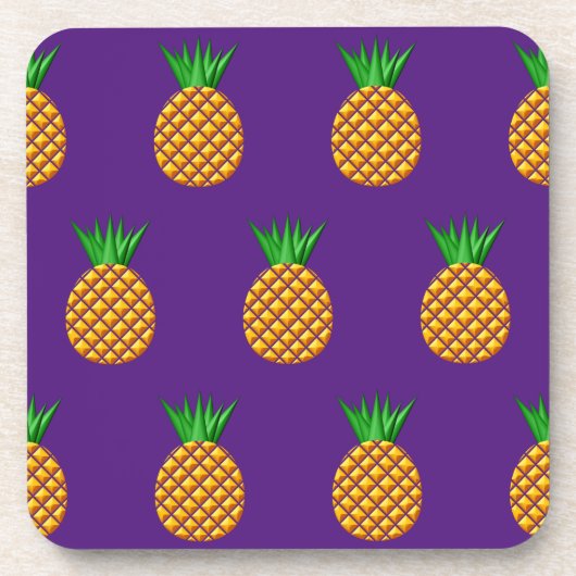 Ananas-Muster im Lila Hintergrund Getränkeuntersetzer (Vorderseite)