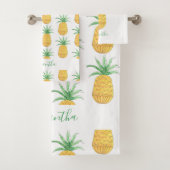 Ananas-Muster-Individuelle Name Badhandtuch Set (Insitu)