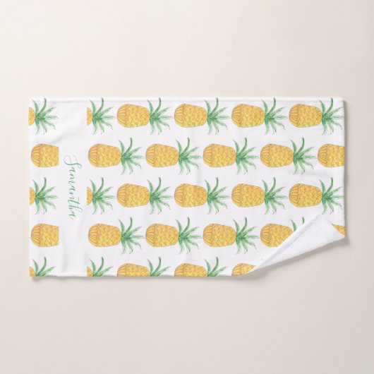 Ananas-Muster-Individuelle Name Badhandtuch Set (Handtuch)
