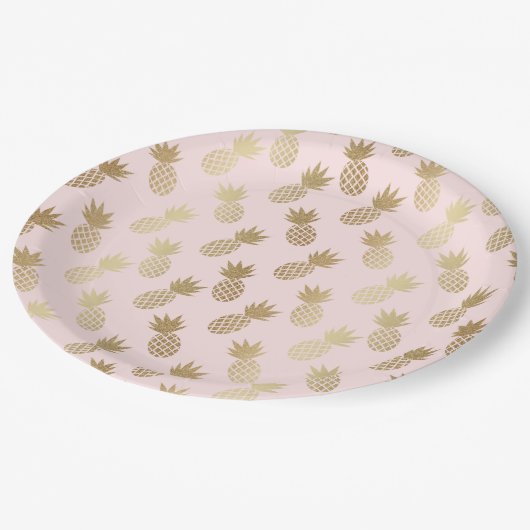 Ananas-Muster Pappteller (Schrägansicht)