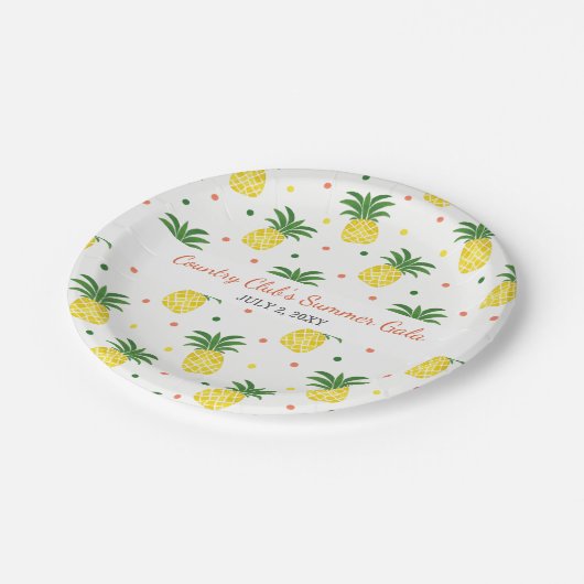 Ananas-Muster Pappteller (Schrägansicht)