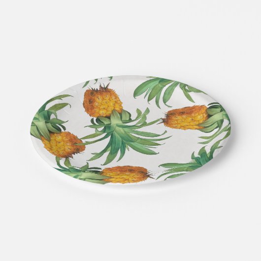 Ananas-Muster Pappteller (Schrägansicht)