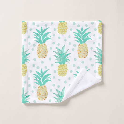 Ananas Muster Polka Dot Badetuch Set (Waschlappen)