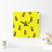 Ananas-Muster Quadratische Wanduhr (Zuhause)