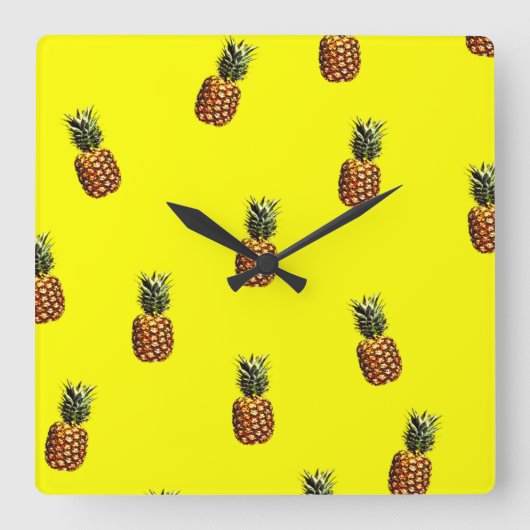 Ananas-Muster Quadratische Wanduhr (Vorderseite)